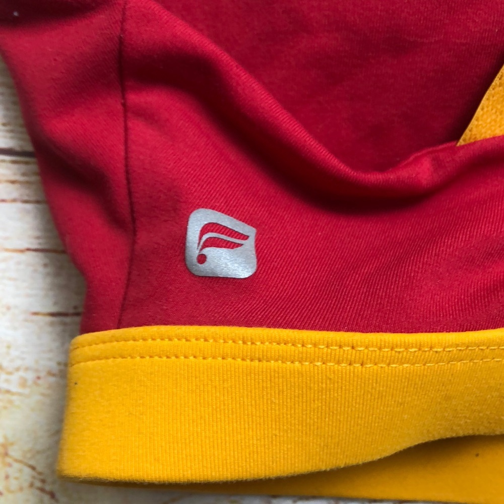 Stylish Red and Gold Women's Sports Bra - Picture 3 of 4